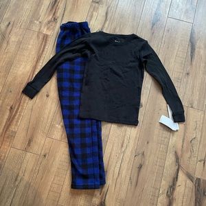 Boys size 10 flannel pants pajama set-blue and black